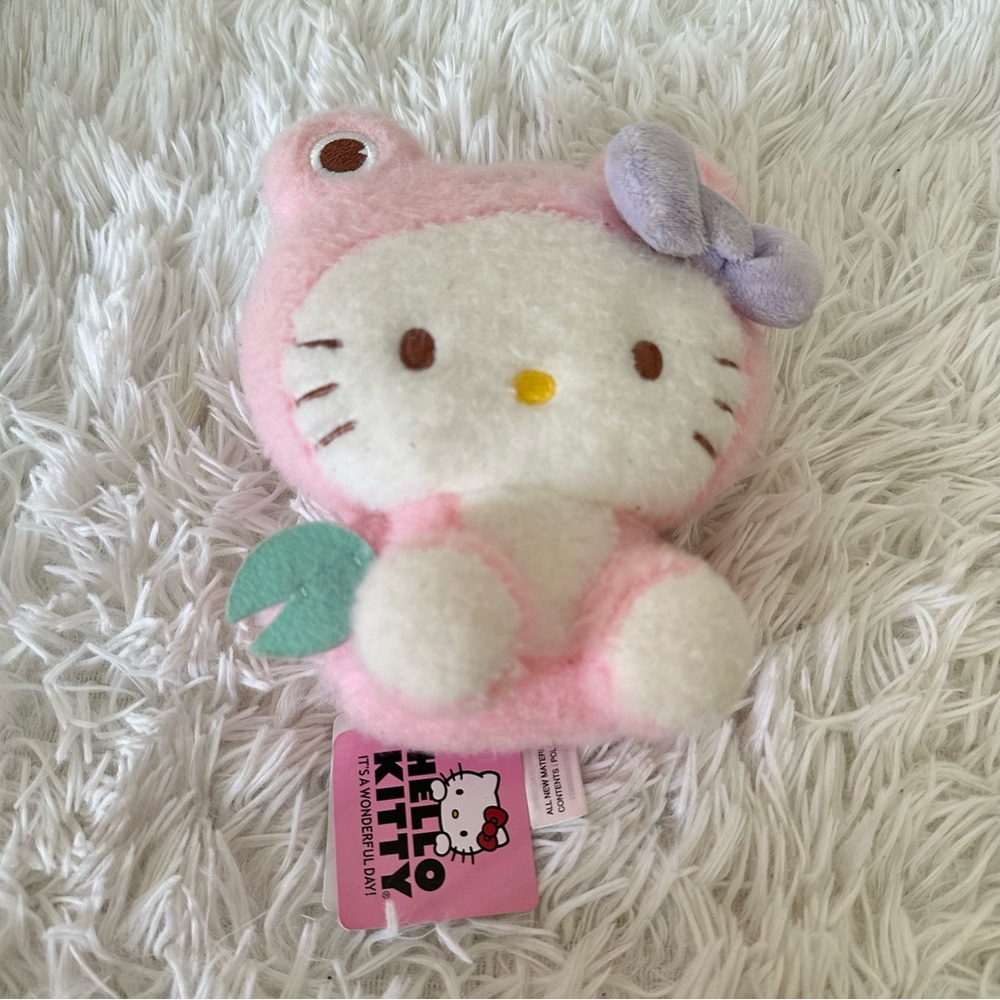 Hello Kitty Pink and White Plush with Purple Bow